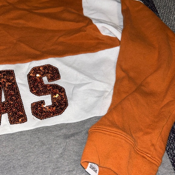 PINK Victoria's Secret Orange and Gray Texas Sweatshirt - Picture 3 of 5